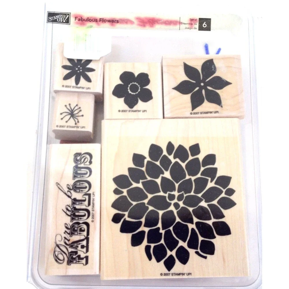 Stampin’ Up! Fabulous Flowers #109343 Set of 6 Tags Un-Used Open Box Mounted Ret